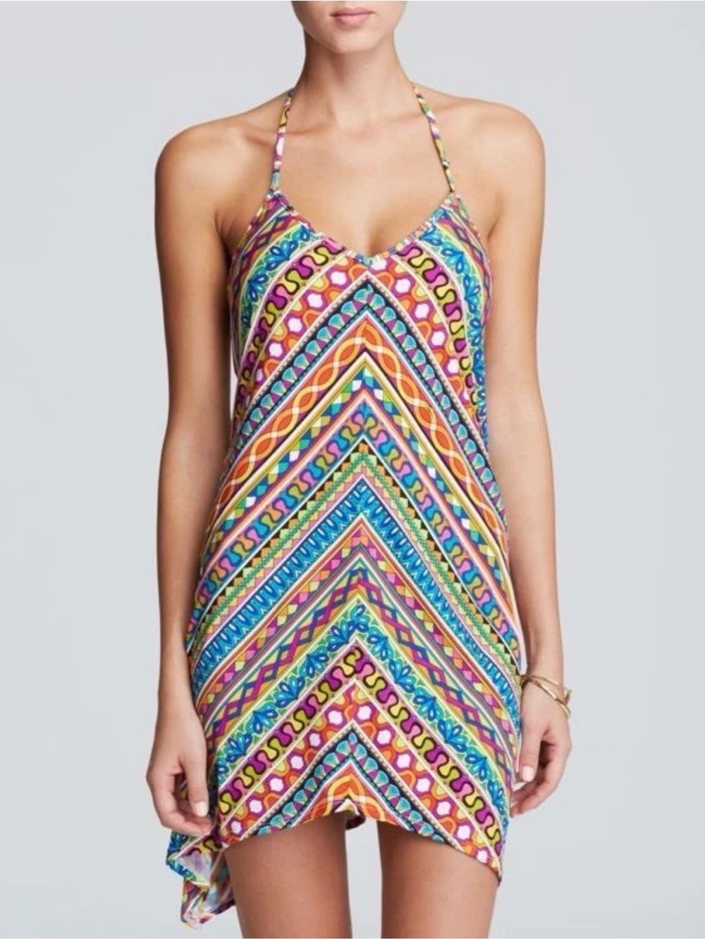 Trina Turk $144 Halter Peruvian Stripe Cover Up Beach Dress Swim Small Women’s